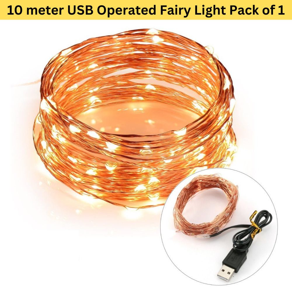 100 LEDs 10 m Gold Steady String Rice Lights-image-32