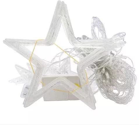 5+5 Star Light Yellow Star LED Light For Decoration On Diwali Birthday Party Chain Plastic Light Hanging Chain Rod