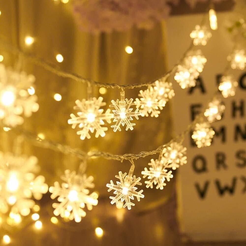 14 LEDs 4.57 m Yellow Steady Snow Flake Rice Lights-image-38