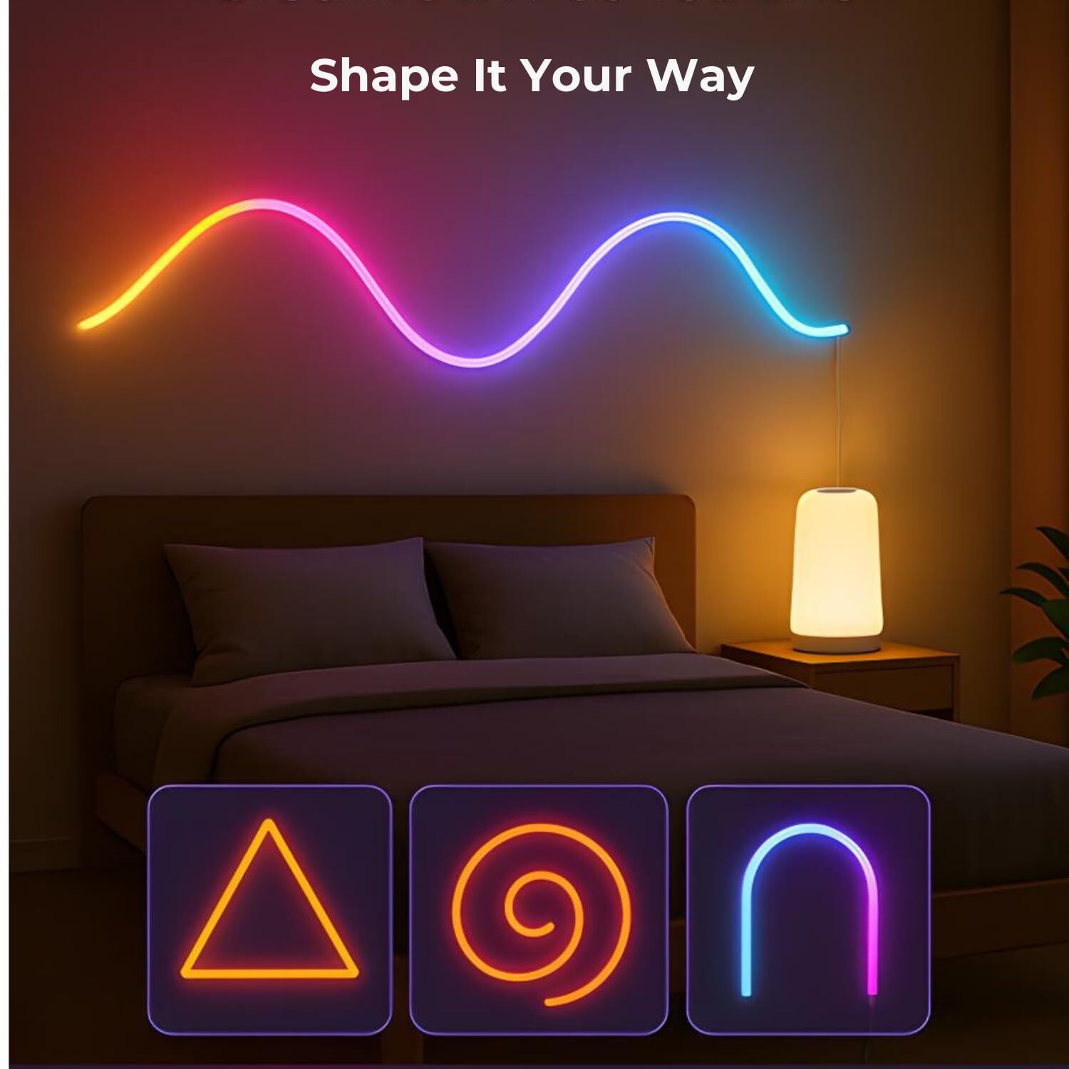 xydrozen smart rgb led rope lights 5 meter flexible neon design light strip
