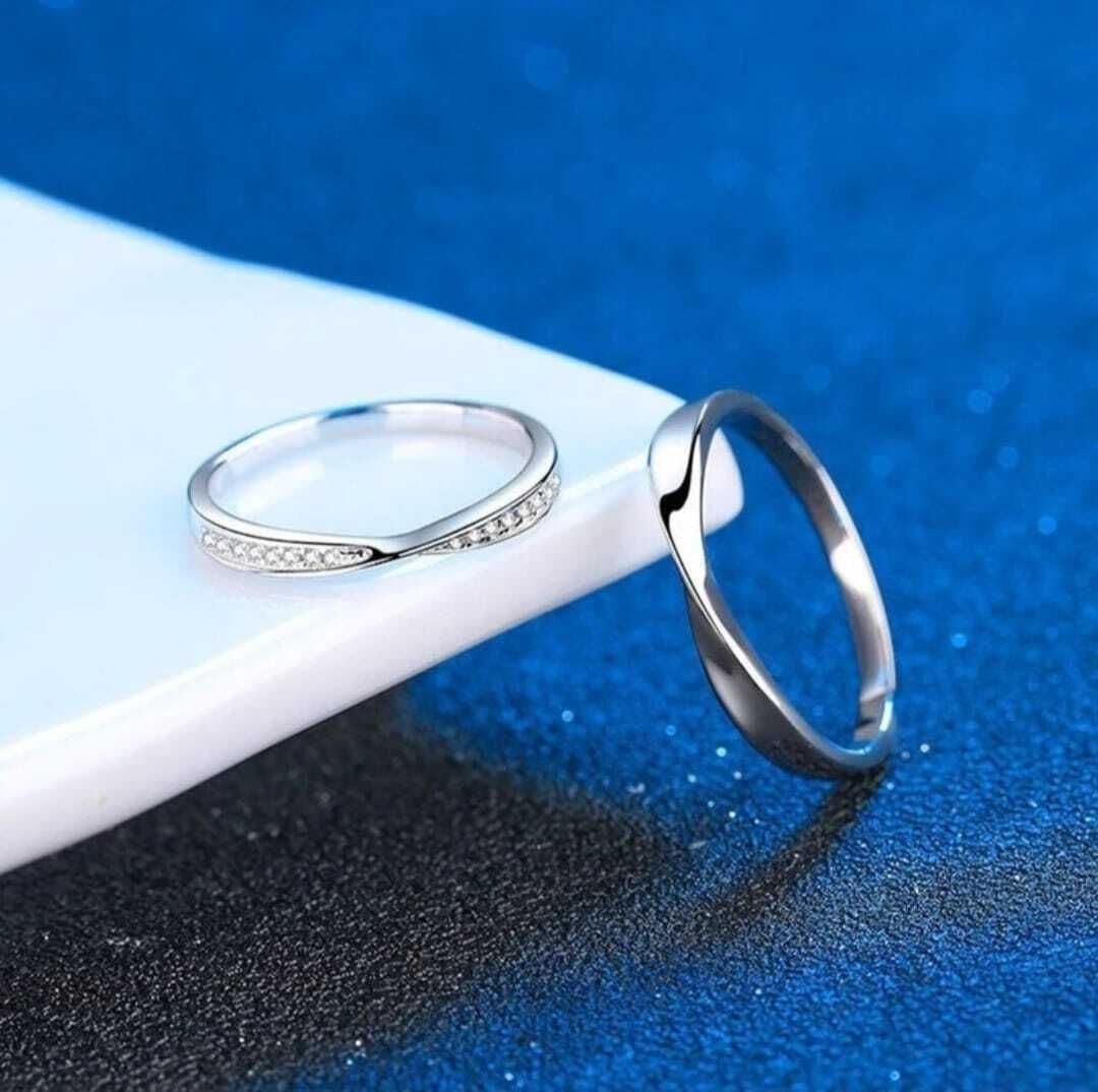 lyzoo Ring | Ring for Girls | Party Wear Ring | Work Place Ring | Couple Ring Alloy, Stainless Steel, Silver Cubic Zirconia Silver Plated Ring Set-picture-1