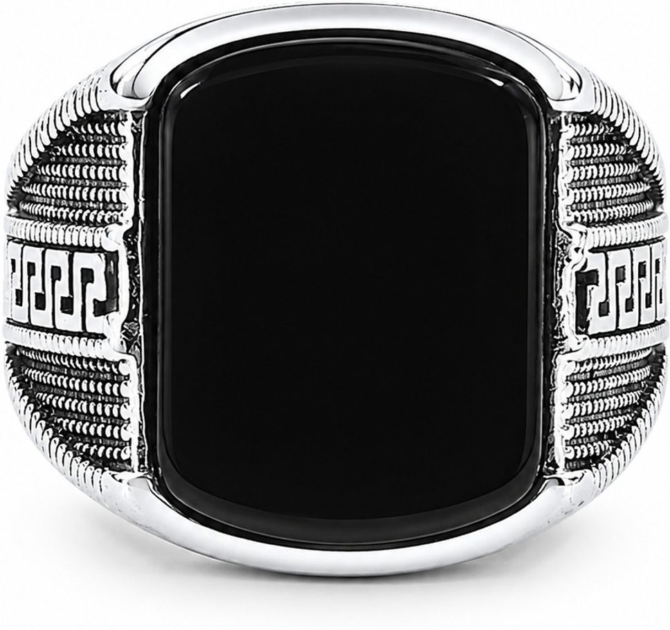Onyx Signet Ring for Men | Handmade Vintage Greek Ring Stone, Stainless Steel Onyx Titanium Plated Ring-image-28