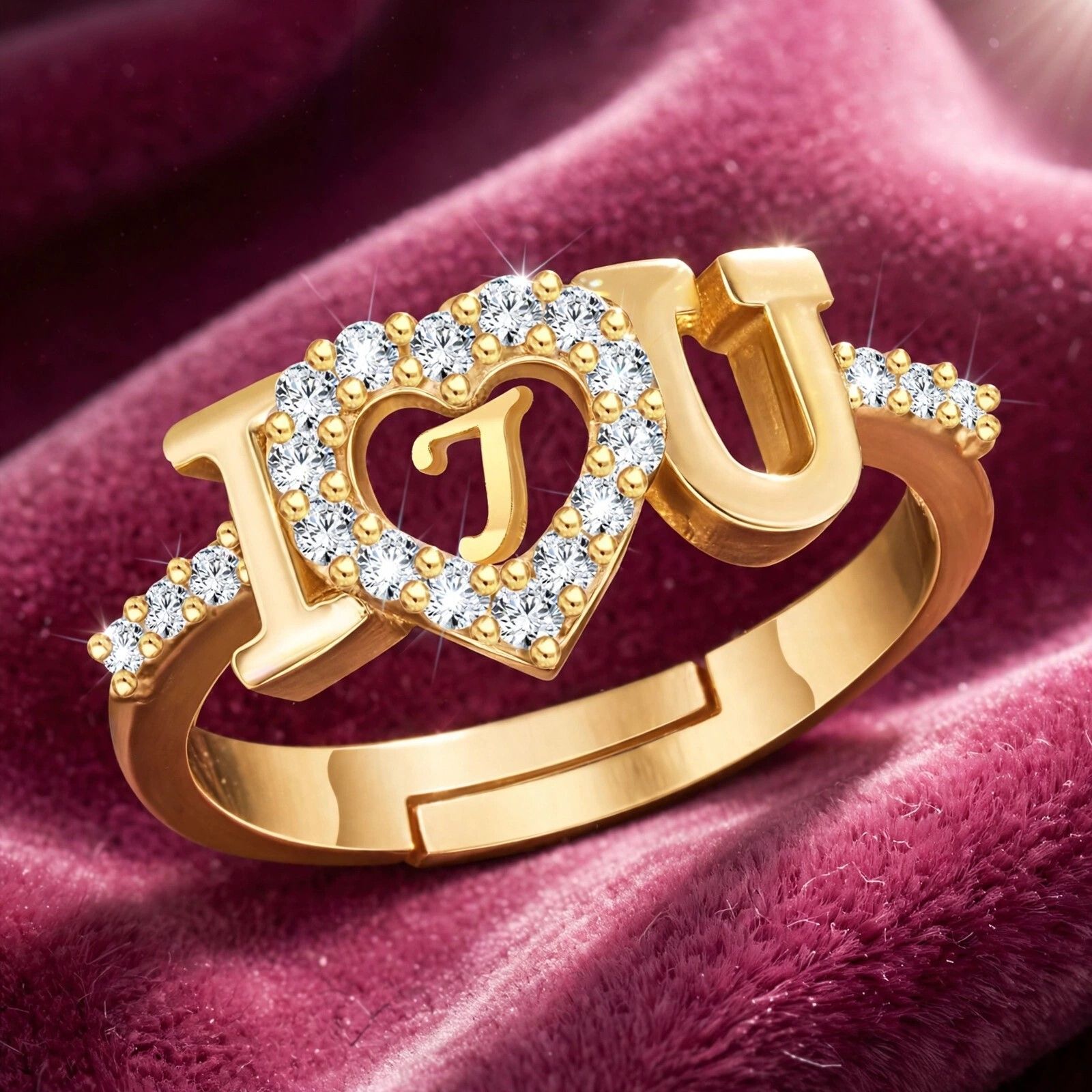 iga collection Valentine Latest Customised Trendy Look Alphabetical Rings Brass Cubic Zirconia Ring-picture-13