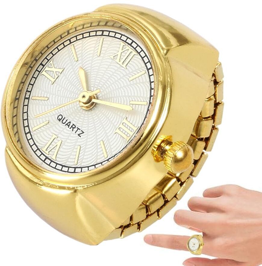 Stylish Unisex Gold-Plated Adjustable Watch Finger Ring Metal, Alloy Ring-image-33