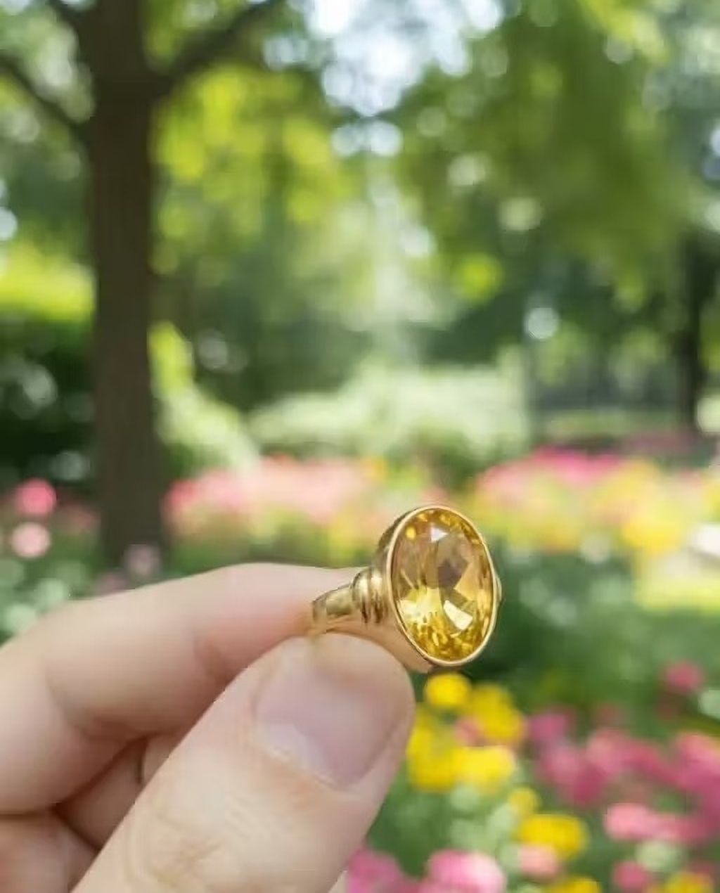 Gemstone Gold Colour Plated Ring For Men & Women Brass Sapphire Gold Plated Ring-image-31