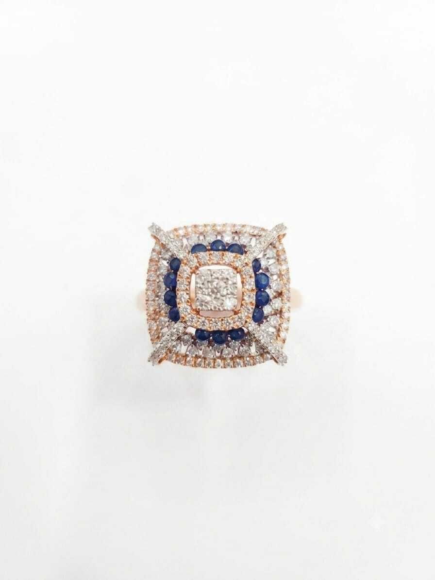 divera Silver Diamond, Sapphire Silver Plated Ring-picture-48