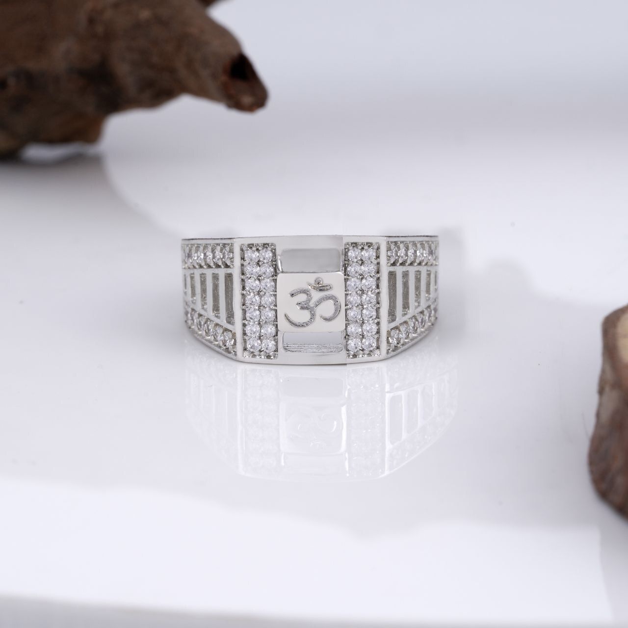 Brass Diamond Silver Plated Ring-image-15
