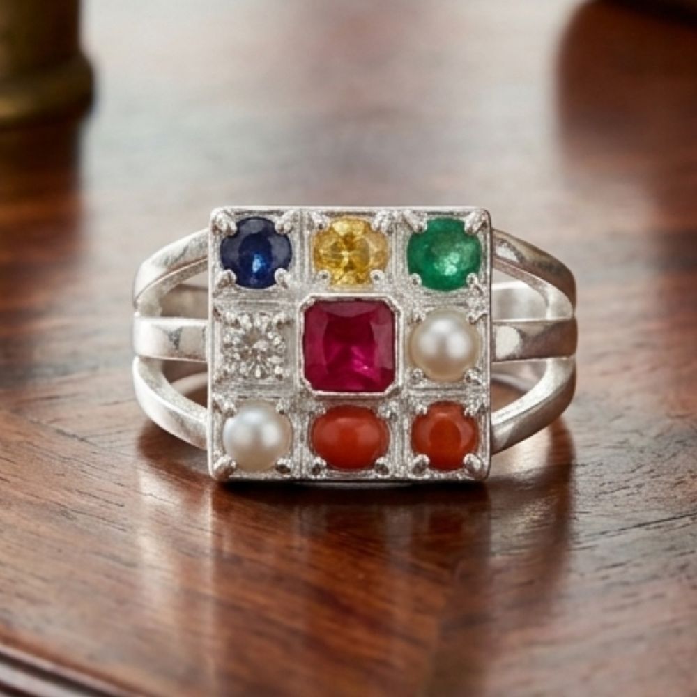 Navratna Gemstone RingAdjustable Astrology Ring for Men & Women | 9 Planet Brass Ruby, Pearl, Coral, Emerald, Sapphire, Diamond, Cat's Eye Gold Plated Ring-image-44