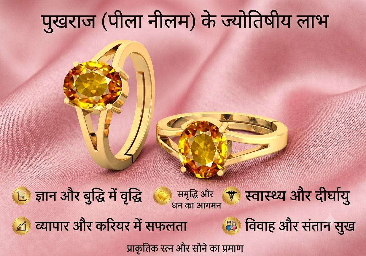A+ Quality Natural Yellow Sapphire Pukhraj Gemstone Gold Plated Ring Brass Sapphire Gold Plated Ring-image-10