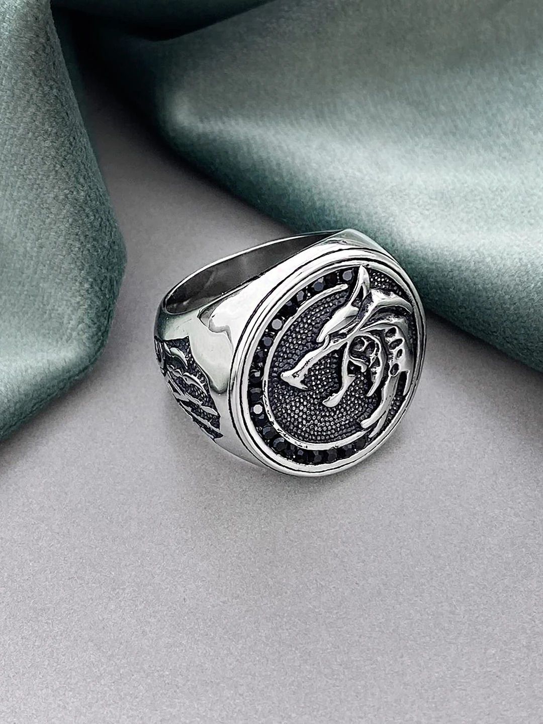 yellow chimes High Polished Stainless Steel Black Silver Band Ring Stainless Steel Ring-picture-10