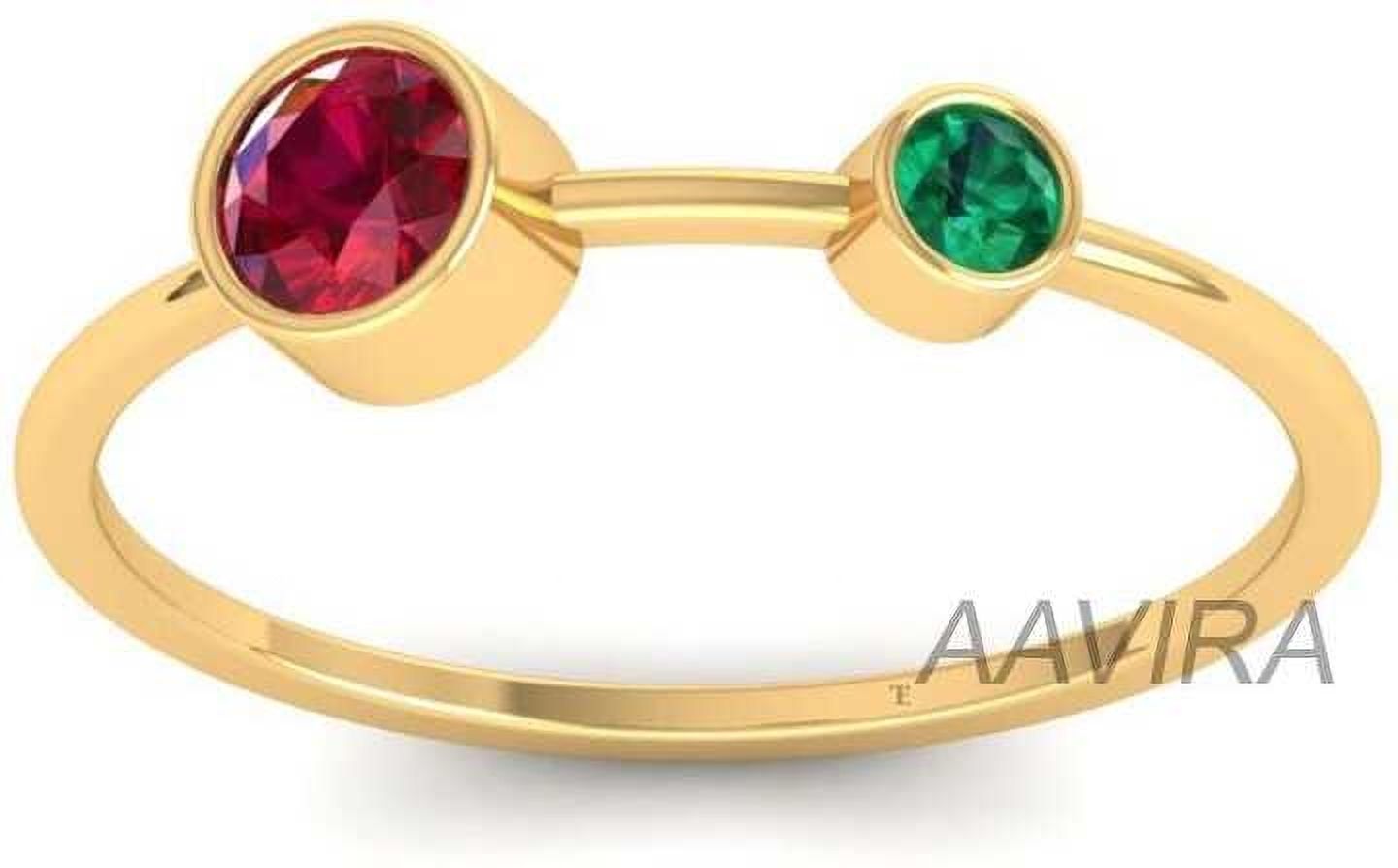 aavira Dainty Bezel Ring, Women's Ring, Ruby & Emerald Gemstone Ring Silver Ring-picture-27