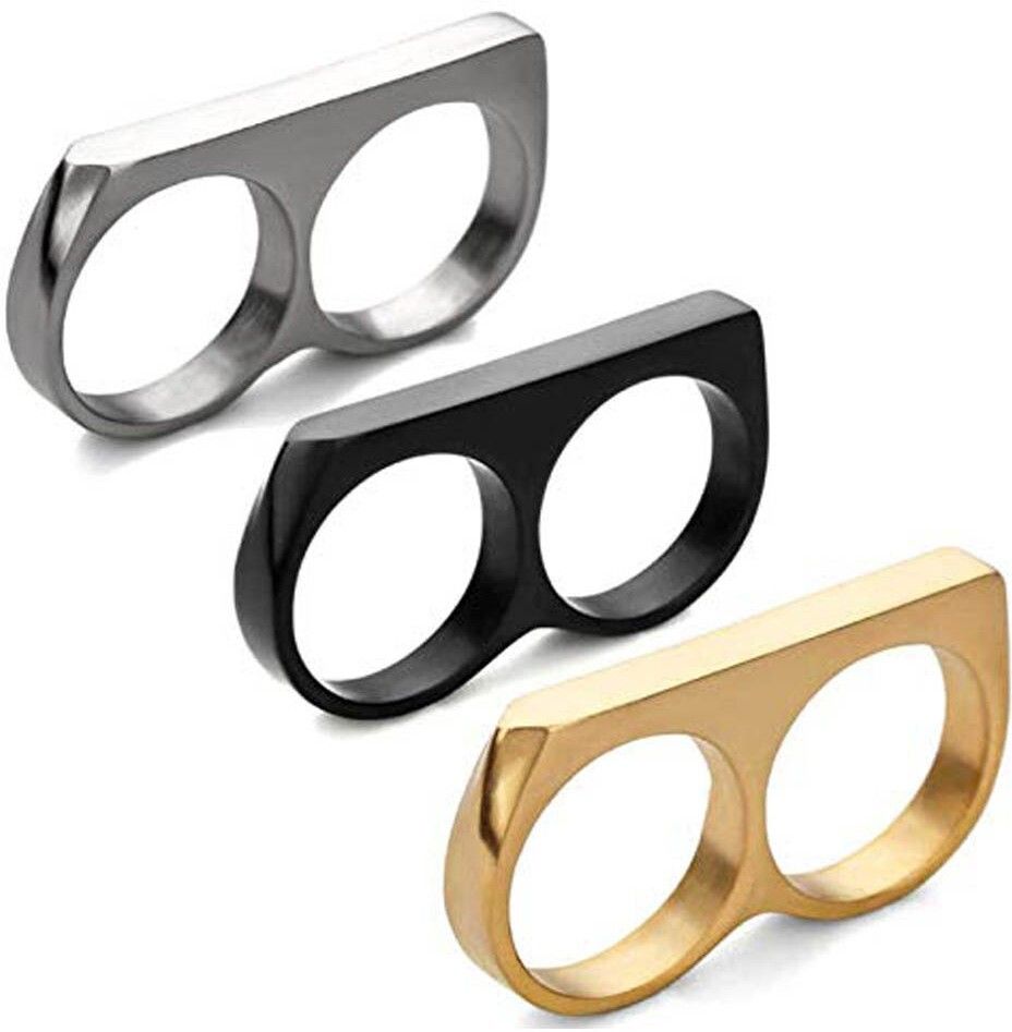 Double Finger Ring for Boy and Girl Two Finger Ring for Men and Women Stainless Steel Ring-image-6