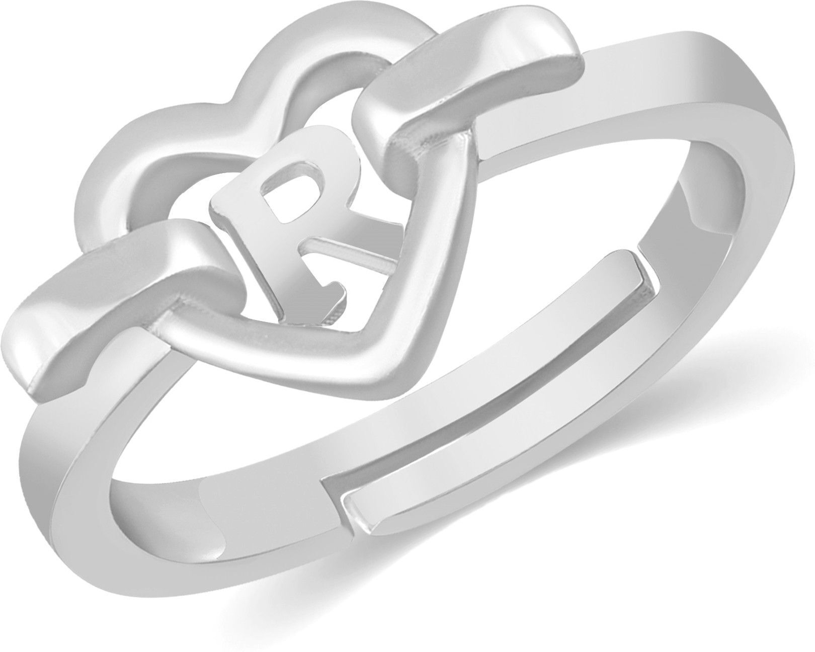 house of common Valentine Adjustable Initial Letter R ring for girl Couple Brass Silver Ring Brass Silver Plated Ring-picture-30