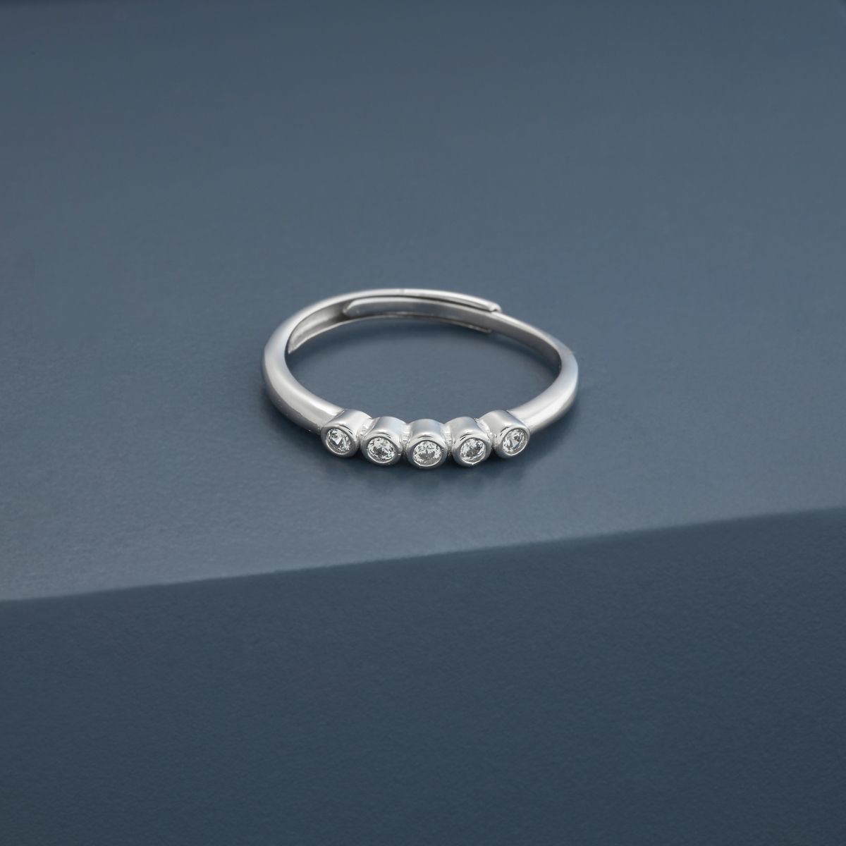 kushal's fashion jewellery White Rhodium - Plated Office Wear Silver Finger Ring Sterling Silver Cubic Zirconia Rhodium Plated Ring-picture-38