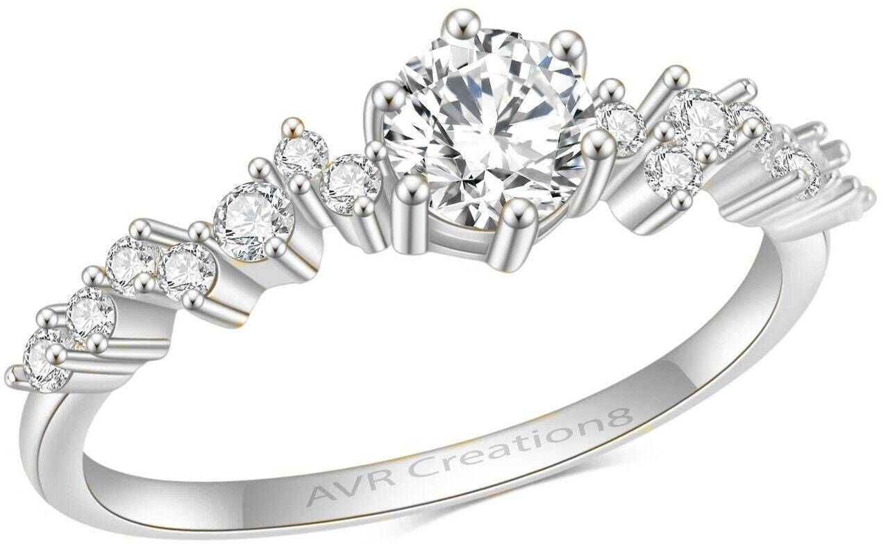 aavira Round Cut Diamond Cluster Engagement Ring Silver Ring-picture-24