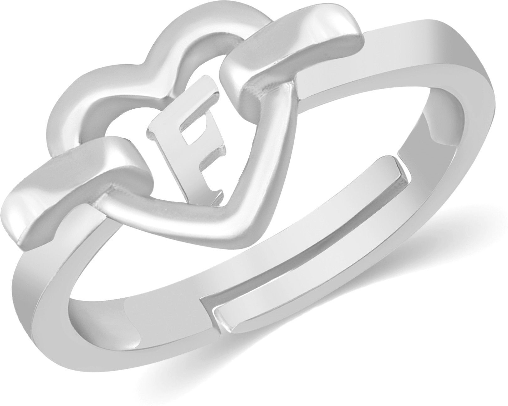 house of common Valentine Adjustable Initial Letter F ring for girl Couple Brass Silver Ring Brass Silver Plated Ring-picture-29