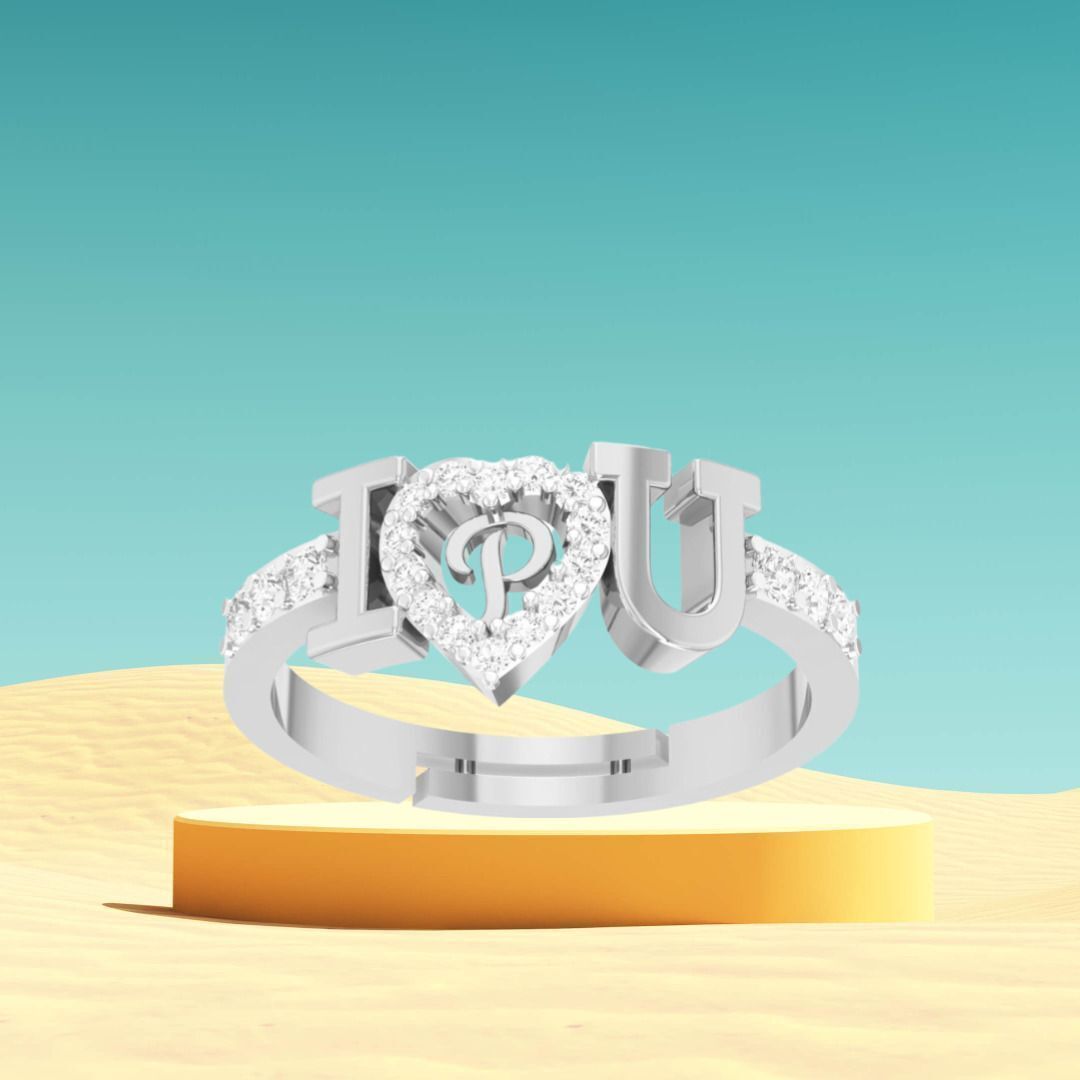 house of common ILU P Letter Rings Silver Gold Couple Girlfriend Women Ring Finger ring Brass Cubic Zirconia Silver Plated Ring-picture-37