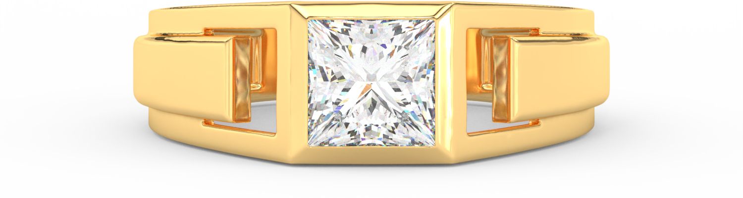 forever jewels 1Ct Princess Cut Moissanite Men�s Solitaire Ring 14K Yellow Gold Plated Sterling Silver Moissanite Gold Plated Ring-picture-18