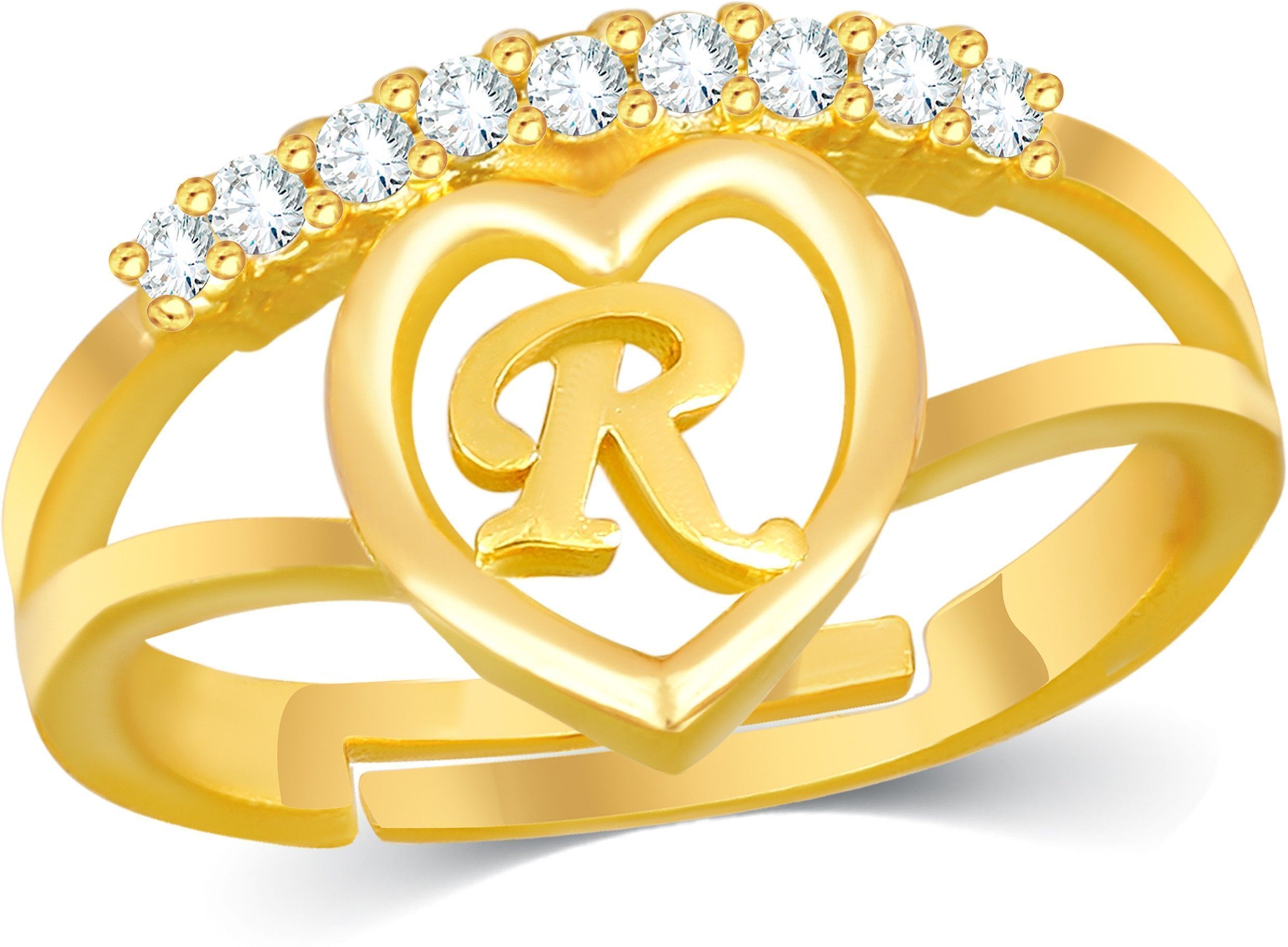 Love Gift Letter R Initial Valentine for Girls stylish design Gold plated ring Brass Cubic Zirconia Gold Plated Ring-image-30