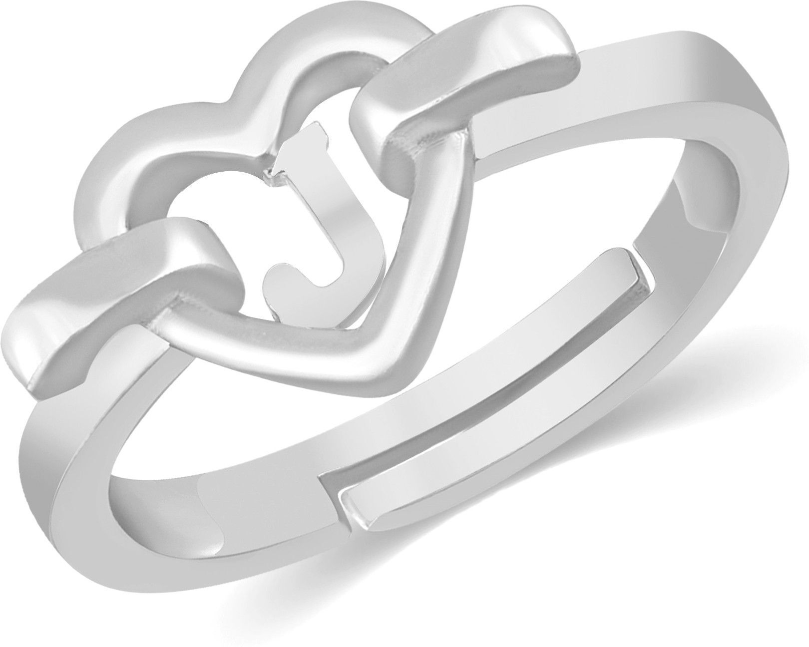 house of common Valentine Adjustable Initial Letter J ring for girl Couple Brass Silver Ring Brass Silver Plated Ring-picture-32