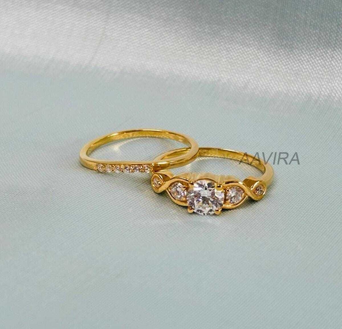 Engagement Wedding Diamond Ring Set Silver Ring-image-34