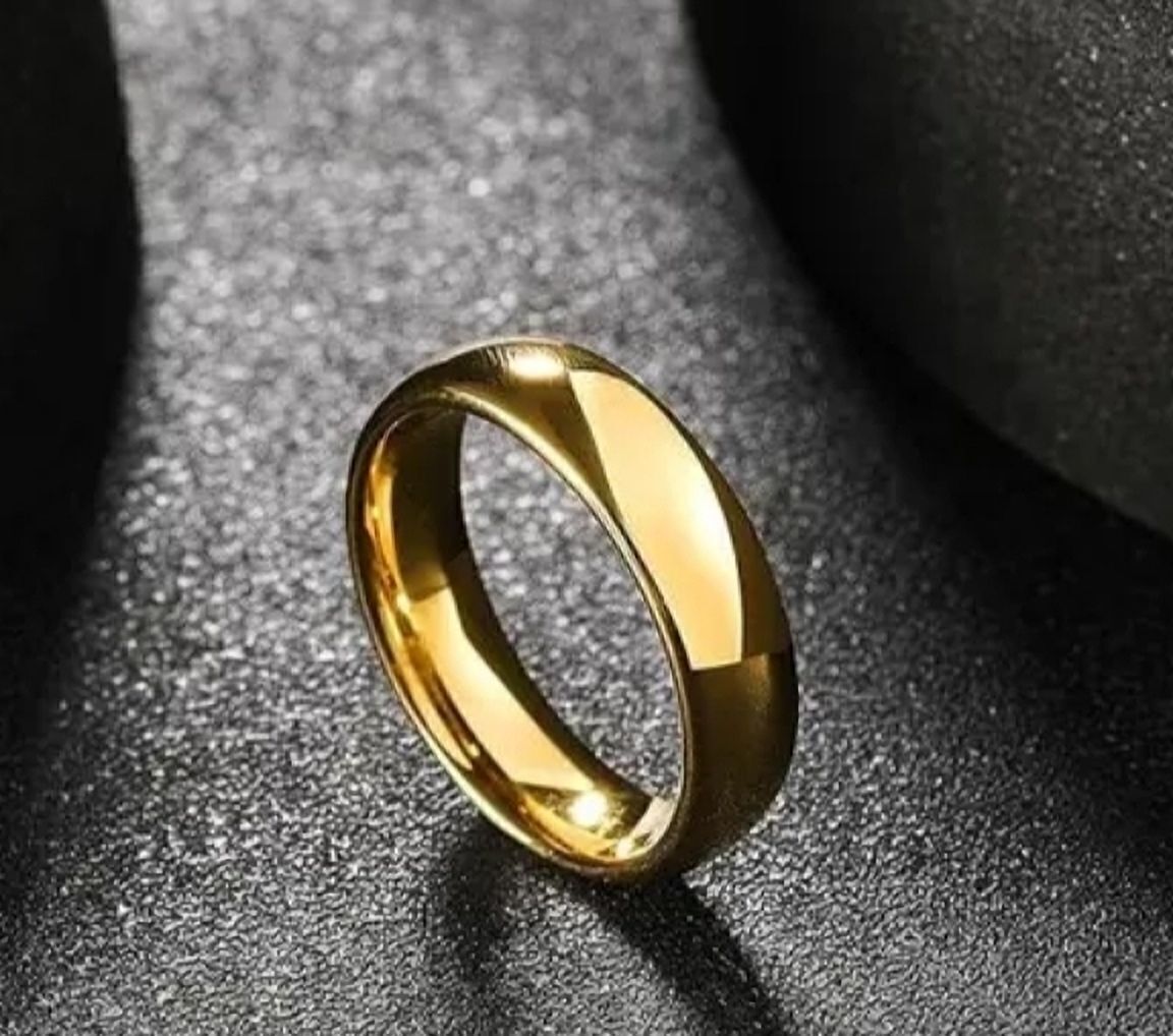 Unisex Everyday Wear Band Ring| Gift for Women & Mens Stainless Steel Gold Plated Ring-image-34