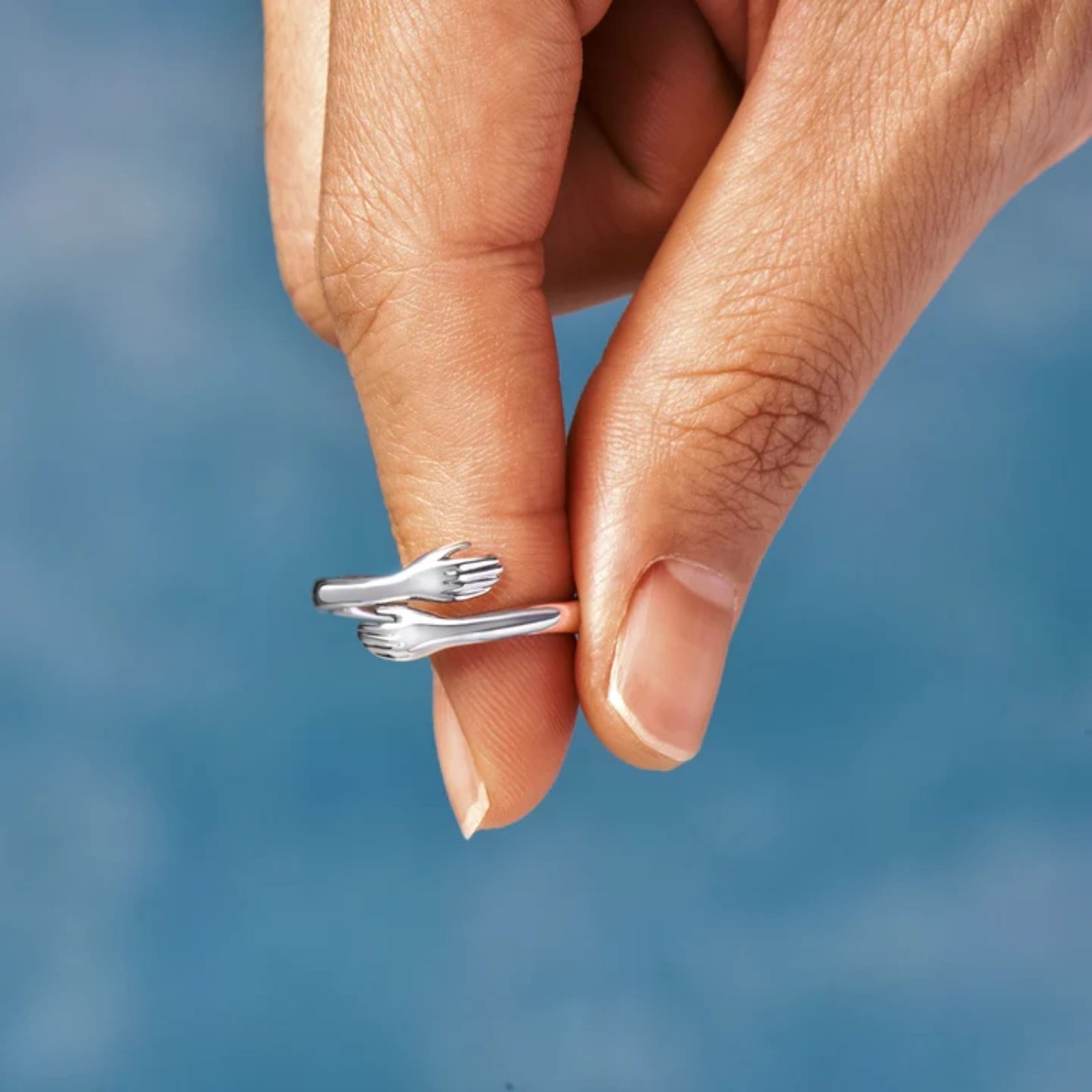 Cozy Hug 925 Silver Ring For Gifting Couple Boyfriend & Girlfriend Silver Rhodium Plated Ring-image-14