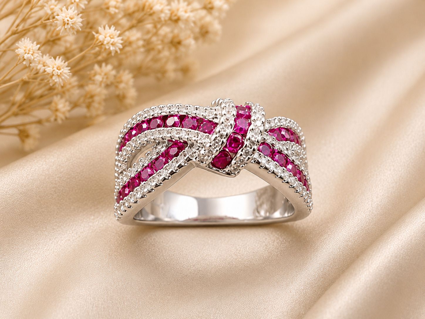 NINFA Blue Infinity CZ Ring Alloy, Silver Sapphire, Cubic Zirconia Silver Plated Ring-picture-11