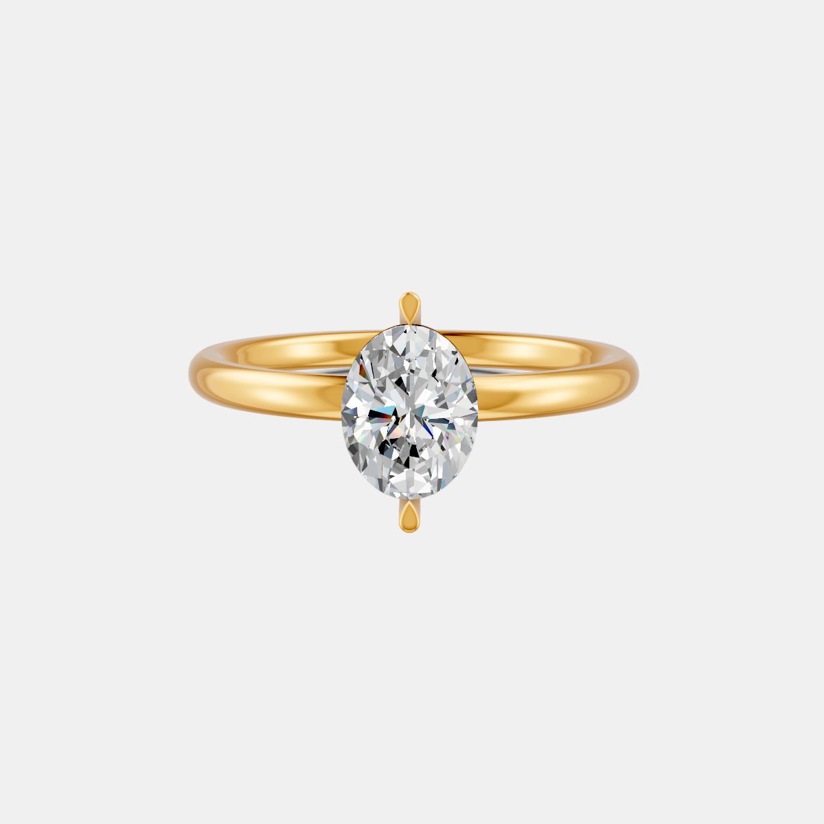 forever jewels Ring For Women & Girls, 3Ct Gold Plated Oval Cut 2 Prongs Sterling Silver Moissanite Sterling Silver Plated Ring-picture-23
