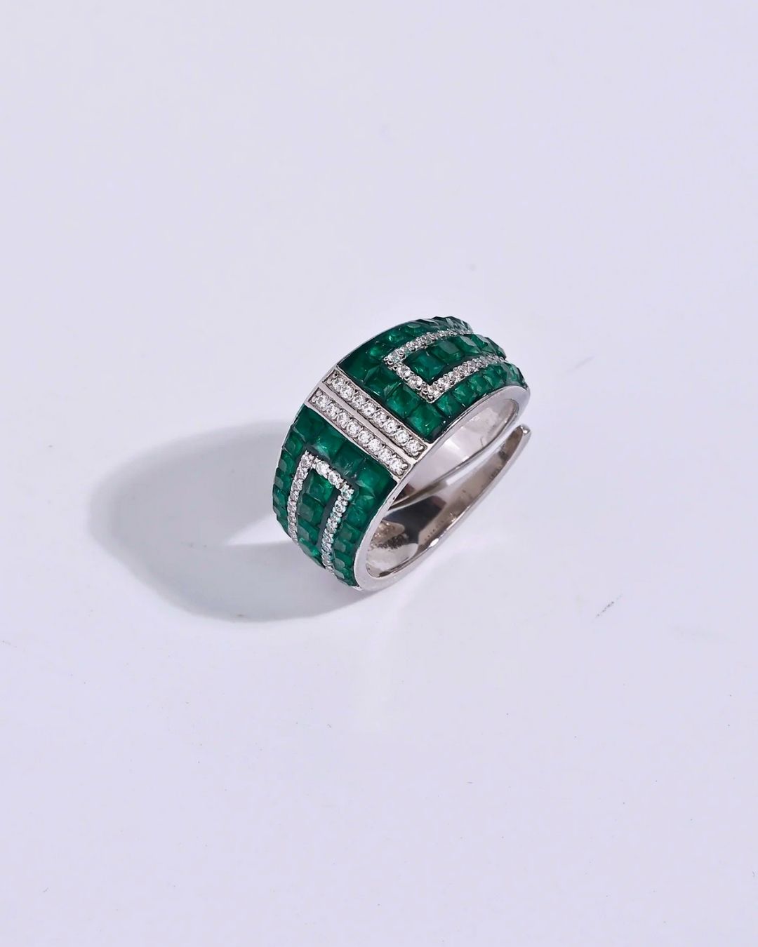 Silver Emerald Sterling Silver Plated Ring