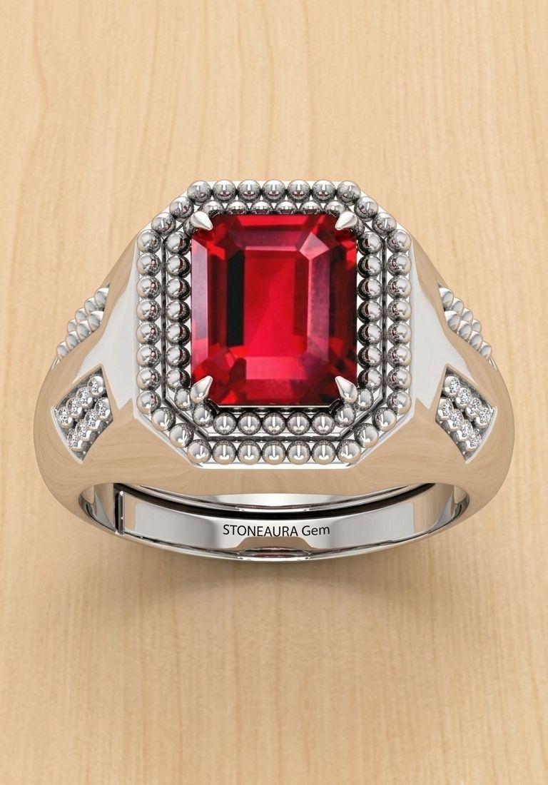 Ruby Manik gemstone|adjustable|A+quality stone ring for men&women Brass Ruby Silver Plated Ring-image-43