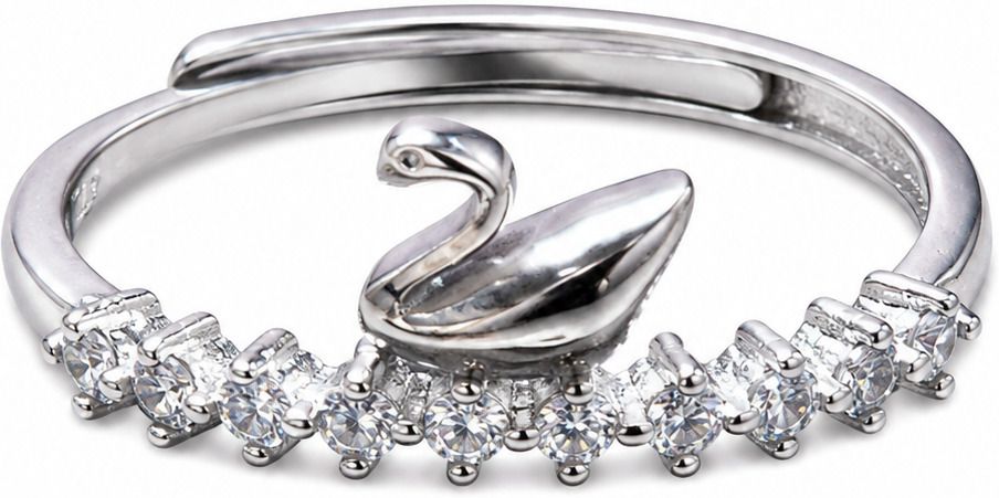 samika 925 Sterling Silver Swan Crystal Adjustable Ring Silver Silver Plated Ring-picture-20