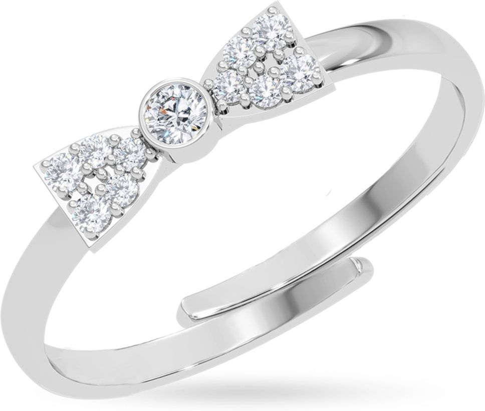clara Parma Bow Tie Sterling Silver Cubic Zirconia Platinum Plated Ring-picture-9