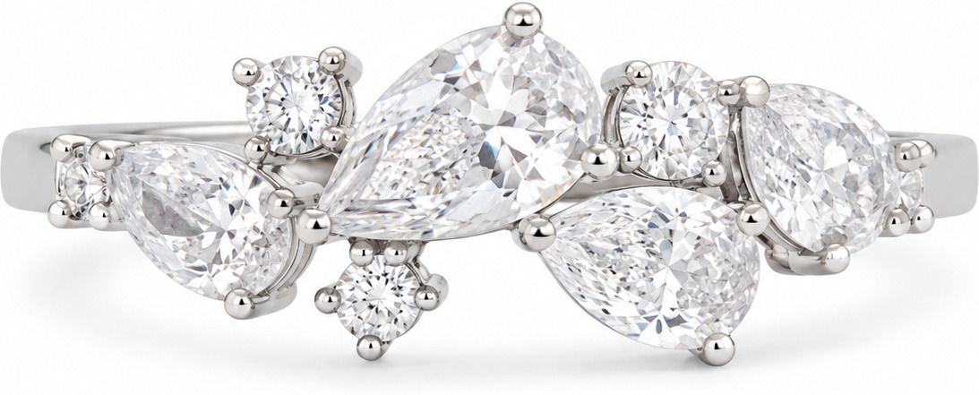 mak jewellery 925 Sterling Silver Pear-Cut & Round Cubic Zirconia Statement Ring Sterling Silver Cubic Zirconia Ring-picture-16