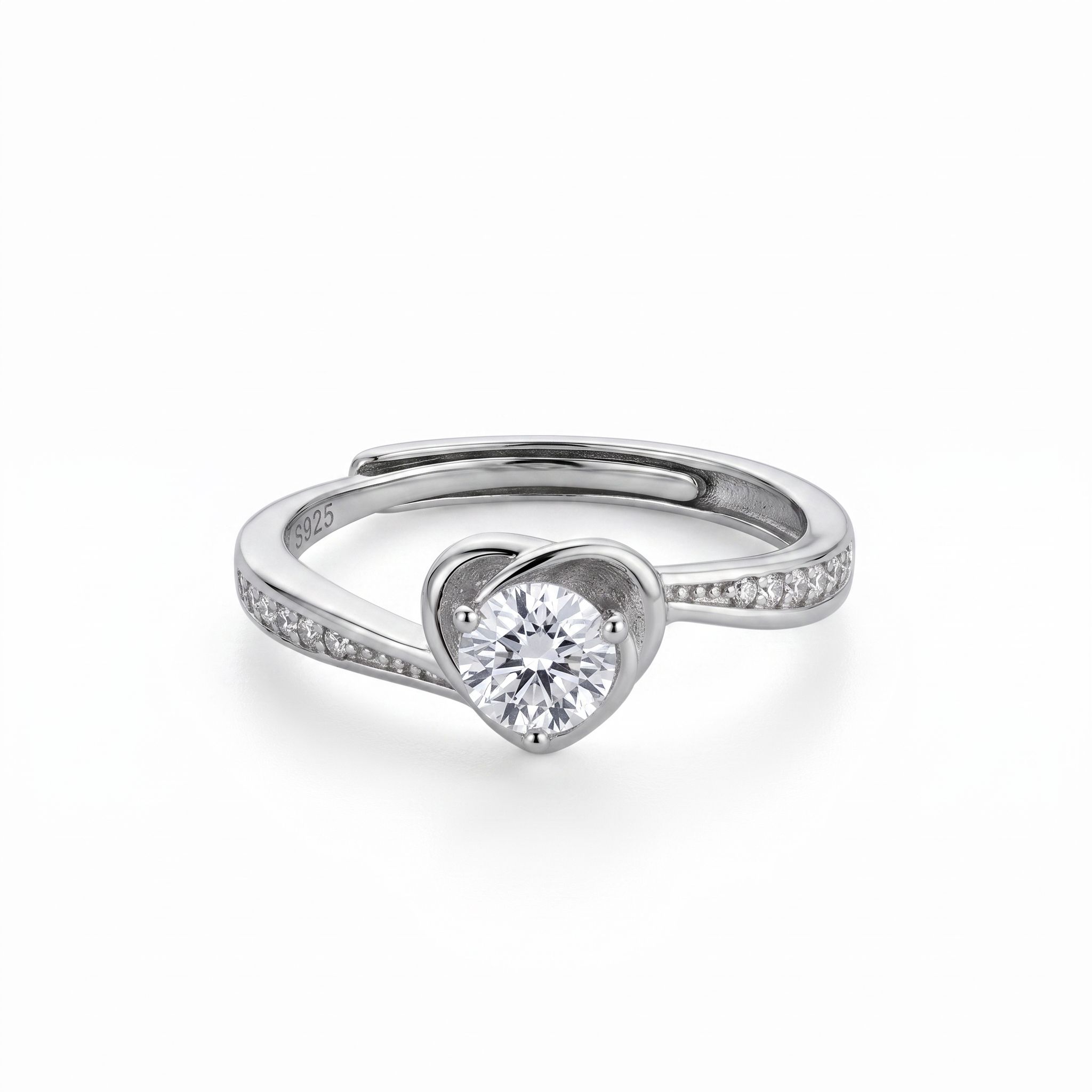 925 Silver Heart Diamond Ring For Women Sterling Silver Cubic Zirconia Rhodium Plated Ring-image-12