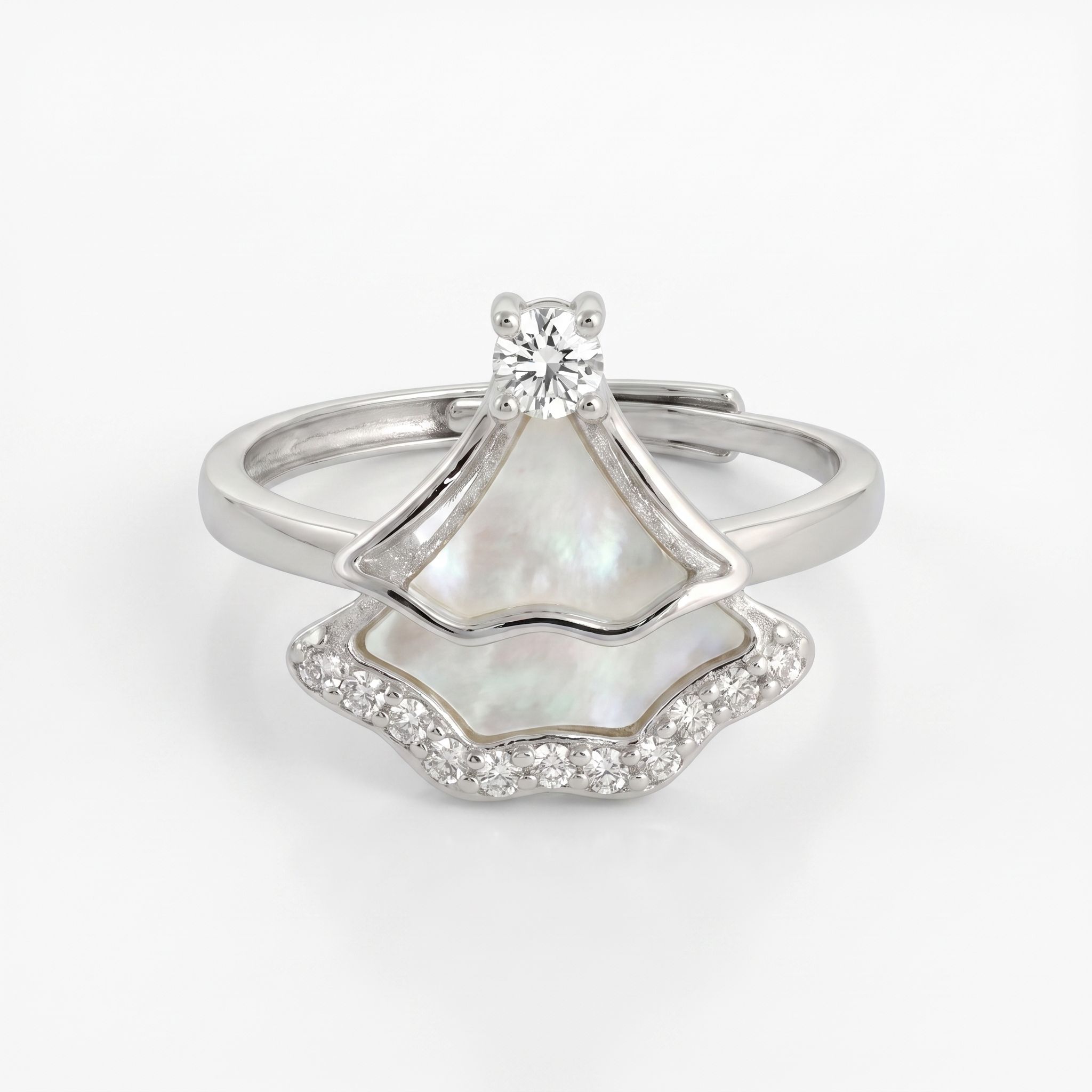 tvish 925 Sliver Clementine Exclusive Ring For Women Sterling Silver Mother of Pearl, Cubic Zirconia Rhodium Plated Ring-picture-42