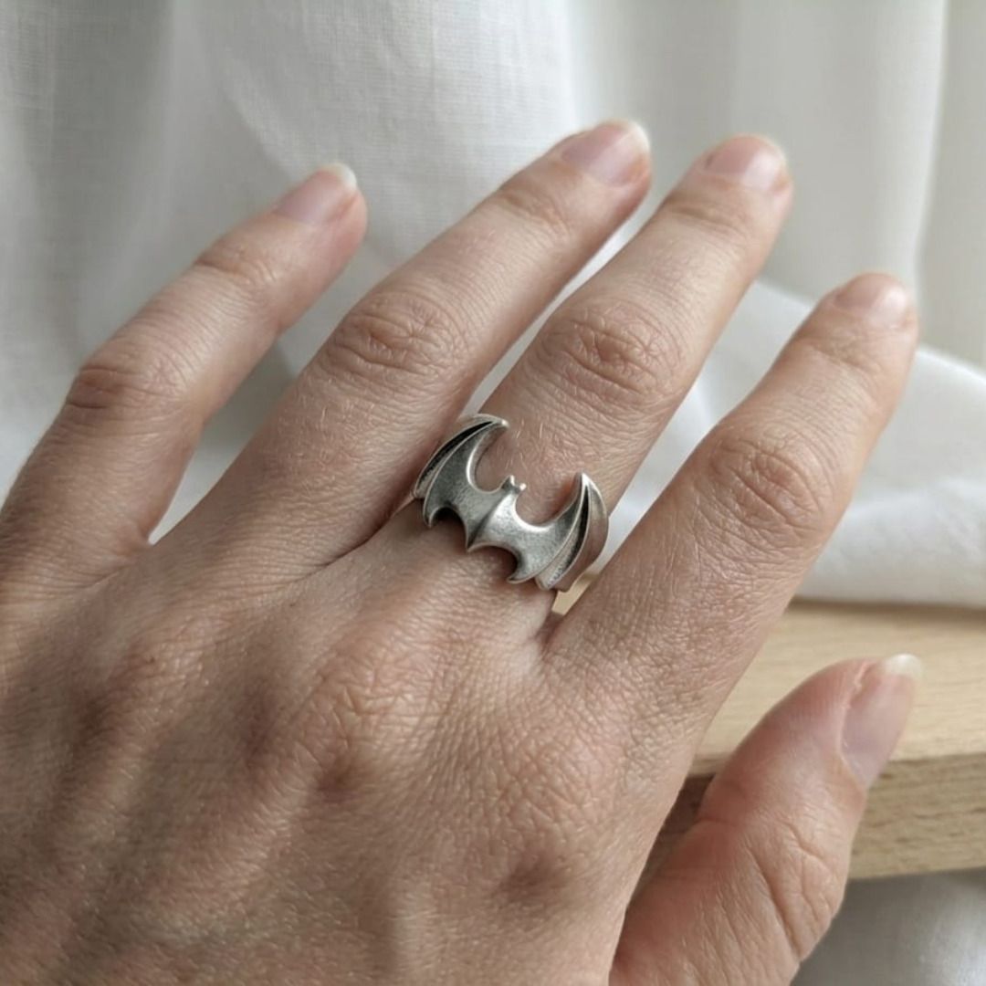 Silver Batman Wing Adjustable Ring for Men & Boys Stainless Steel Stainless Steel Silver Plated Ring-image-48