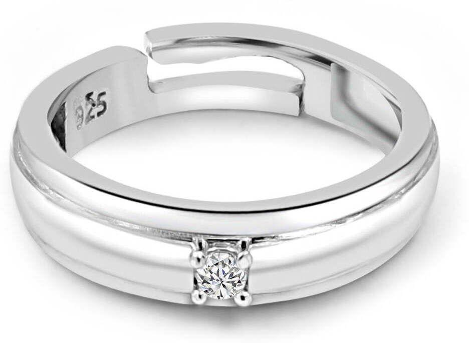 Sterling Silver Cubic Zirconia Rhodium Plated Ring