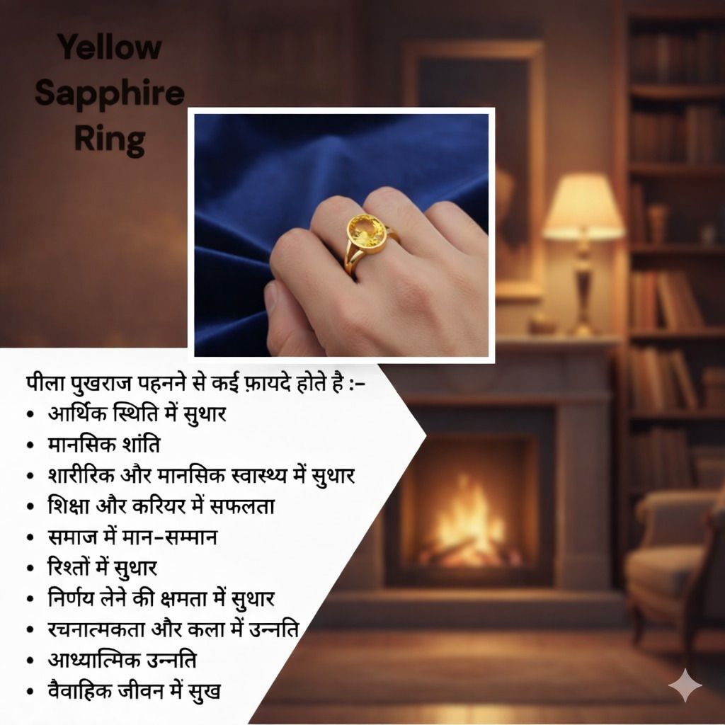 12.25 Ratti Pukhraj Stone Original Certified Yellow Sapphire Gold Plated Brass Sapphire Gold Plated Ring-image-16