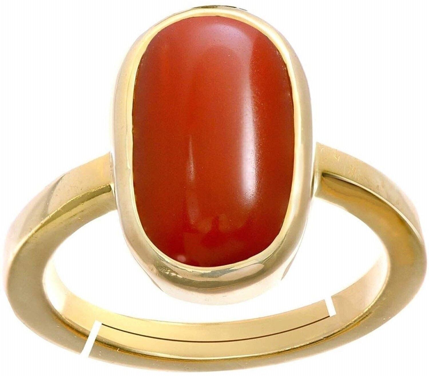 genzcomplex Natural Gemstone Coral Ring For Men & Women Metal Gold Plated Ring-picture-2
