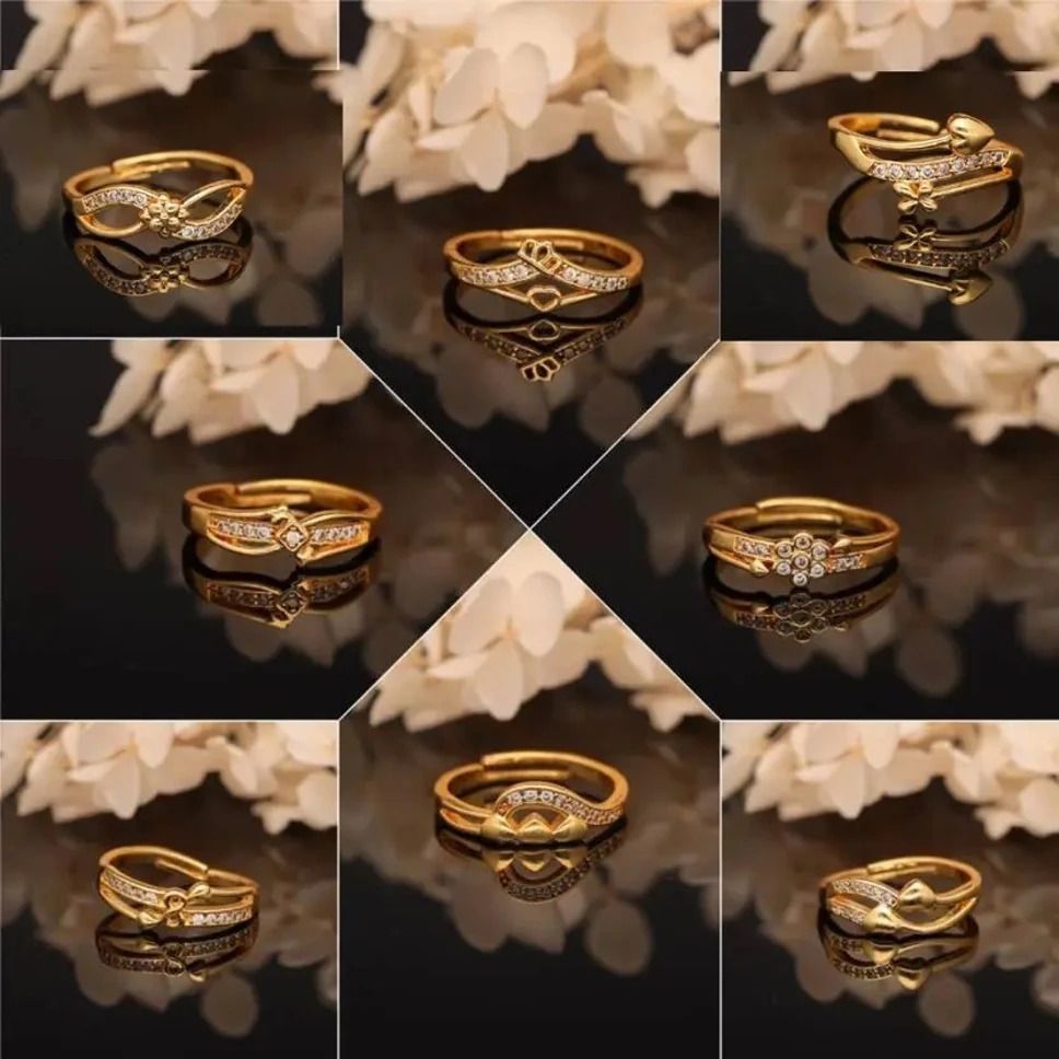 brado jewellery Stylish American for Women Combo of 4 Brass Diamond Gold Plated Ring Set-picture-29