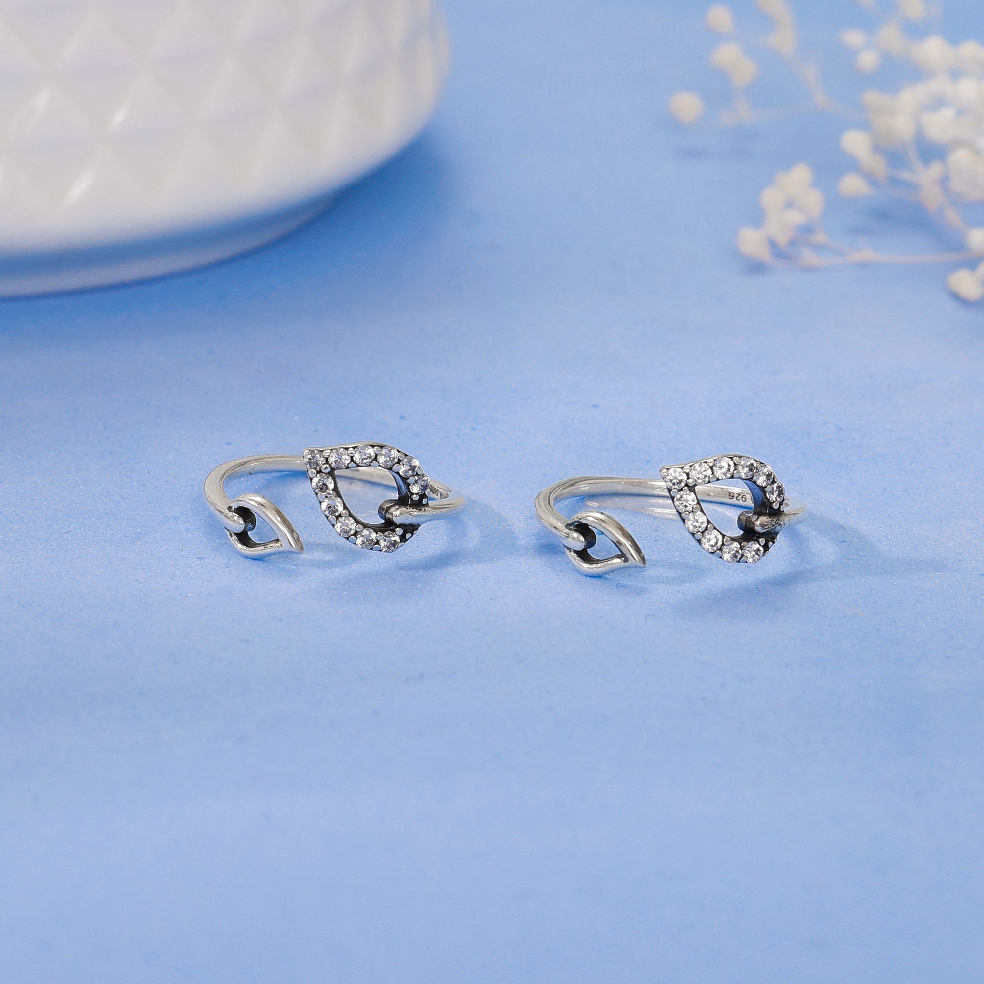 giva 925 Oxidised Silver Aparajita Open Toe Rings Sterling Silver Zircon Rhodium Plated Toe Ring-picture-28