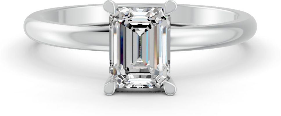 2Ct Emerald Cut Moissanite Women 4 Prong Solitaire Ring 14K White Gold Plated Sterling Silver Moissanite Gold Plated Ring-image-3