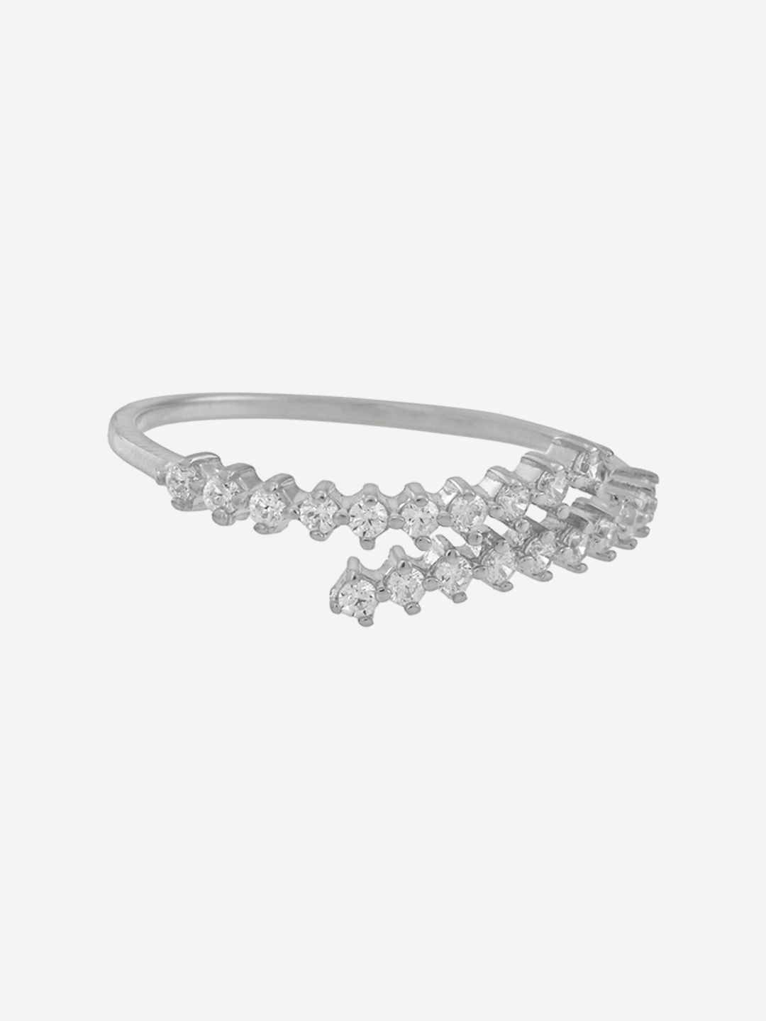 White Rodium Plated Office Wear Silver Finger Ring Silver Cubic Zirconia Rhodium Plated Ring-image-4