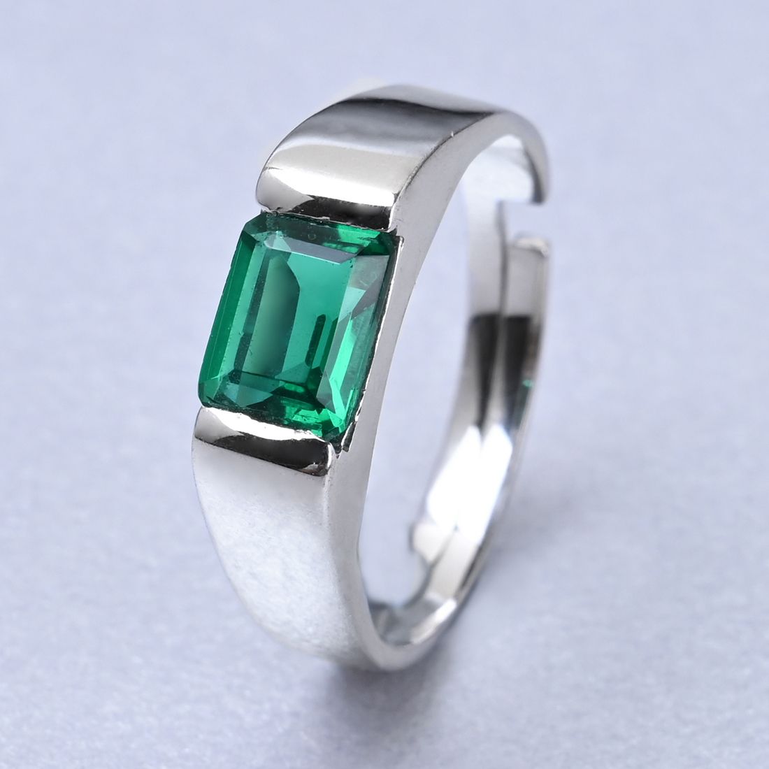 clara Emerald Sterling Silver Cubic Zirconia Rhodium Plated Ring-picture-16