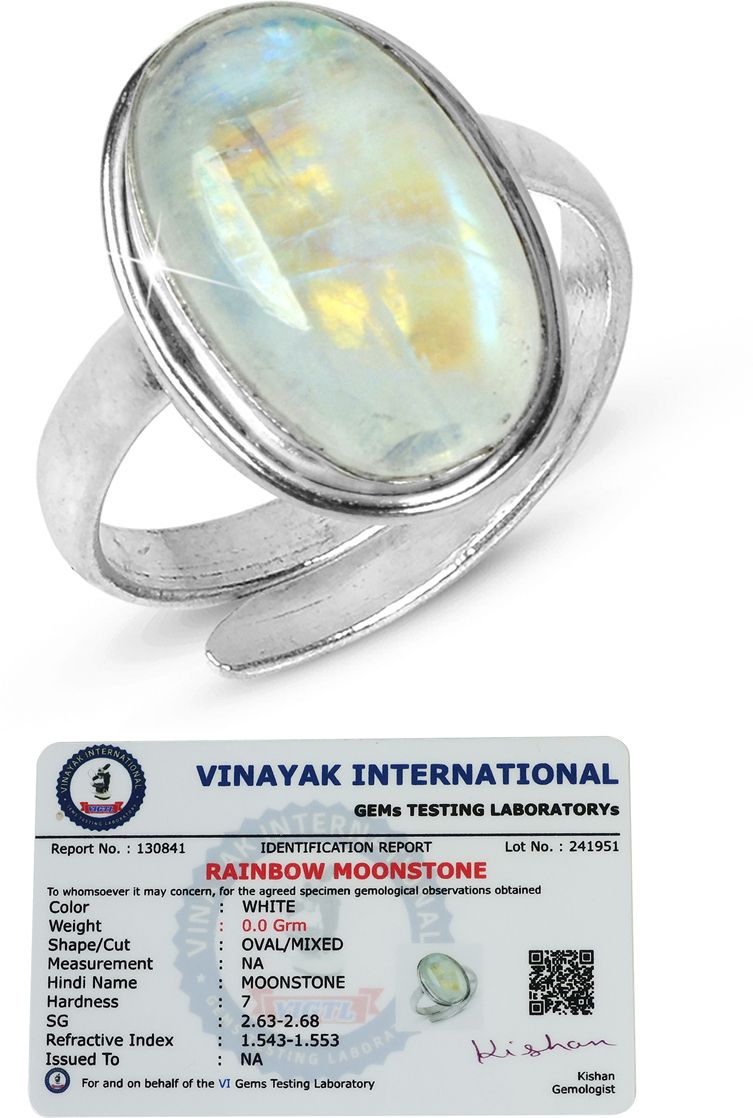 Certified Natural Rainbow Moonstone Gemstone Adjustable Ring for unisex Stone Moonstone Ring-image-42