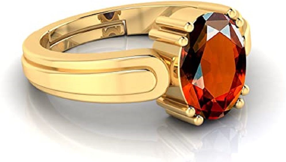Natural Gomed stone 12.25 Ratti Hessonite Ring With Lab Certificate Metal Garnet Gold Plated Ring-image-34