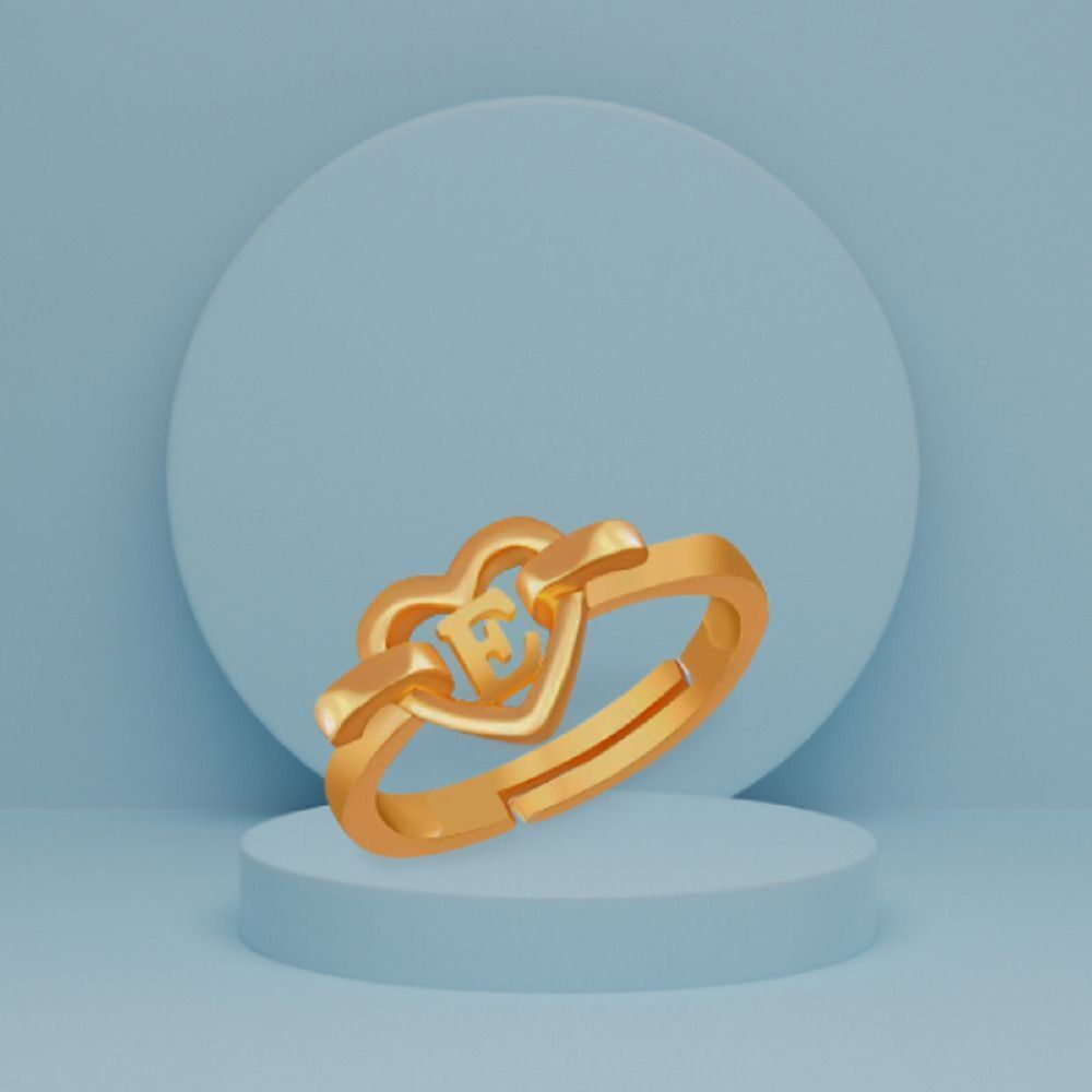 house of common Valentine Adjustable Initial Letter E ring for girl Couple Brass Gold Ring Brass Gold Plated Ring-picture-33