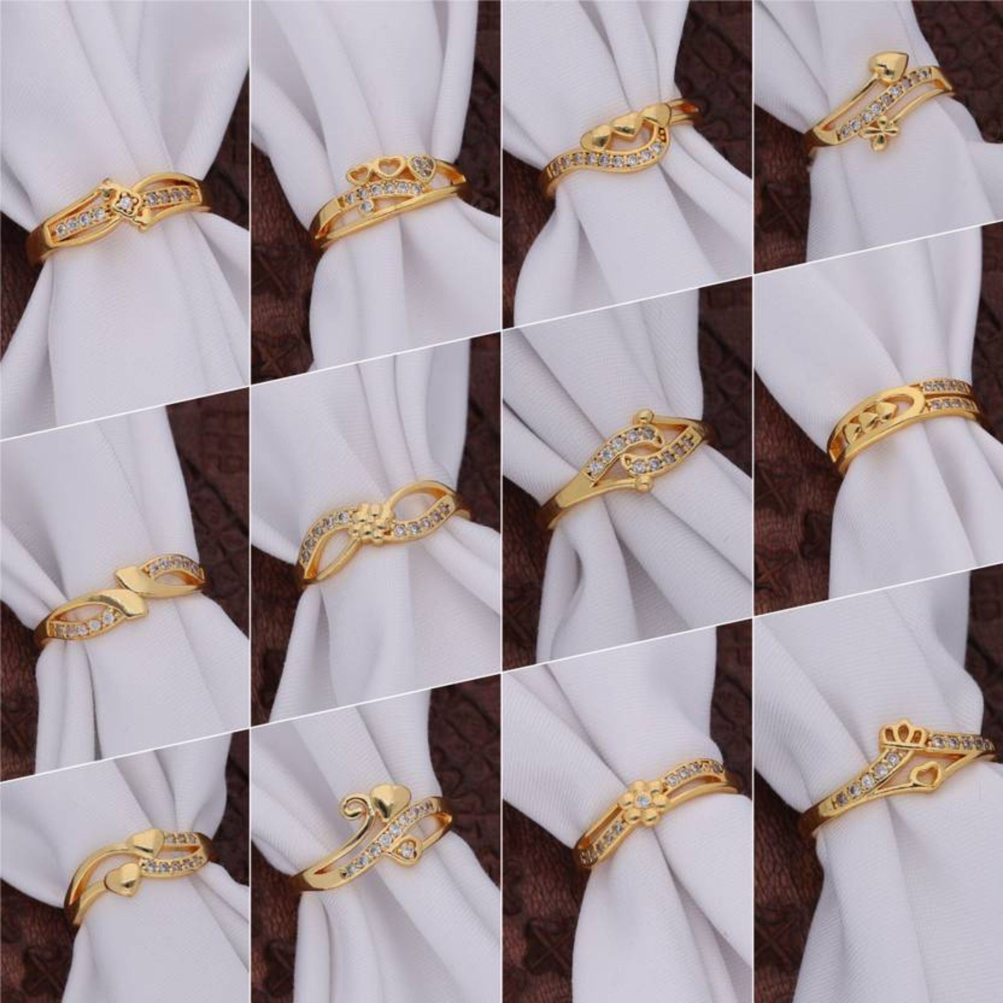Ring 16 pcs combo Brass Gold Plated Ring Set-image-39