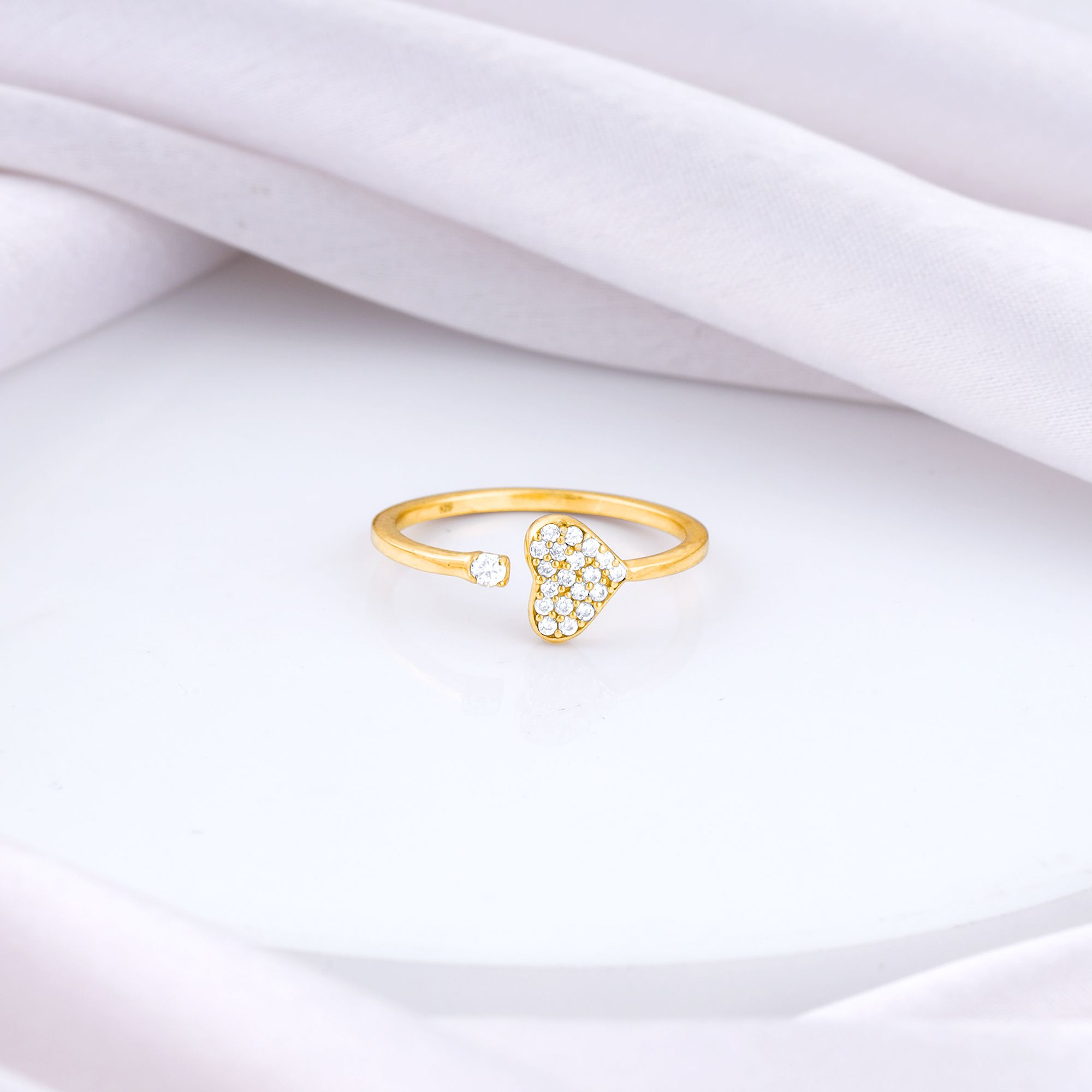 Sterling Silver Cubic Zirconia Gold Plated Ring-image-45